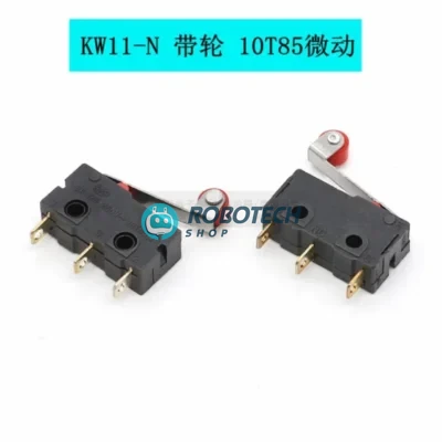 KW11-N Micro Limit Switch with Roller Lever – 10T85 Snap Action Microswitch 3-Pin NO/NC/COM Roller Lever Microswitch for 3D Printer, CNC, Robot Car, Door Detection & Limit Control Projects