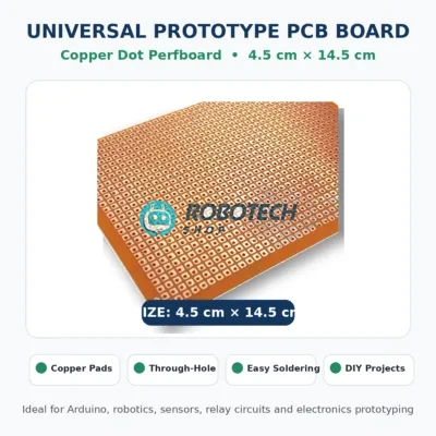 Universal Prototype PCB Board 4.5cm × 14.5cm – Copper Dot Perfboard for DIY Electronics |Strip Board | Zero PCB Board | Perf Board