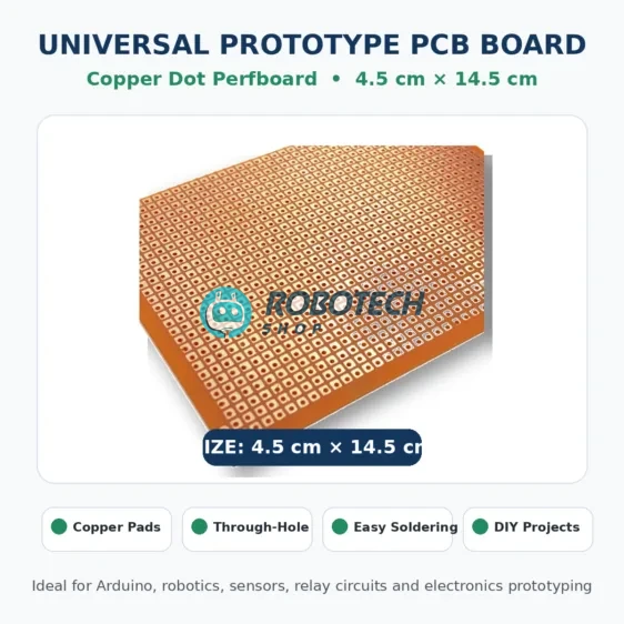 Universal Prototype PCB Board 4.5cm × 14.5cm – Copper Dot Perfboard for DIY Electronics |Strip Board | Zero PCB Board | Perf Board 1 Universal Prototype PCB Board 4.5cm × 14.5cm – Copper Dot Perfboard for DIY Electronics |Strip Board | Zero PCB Board | Perf Board