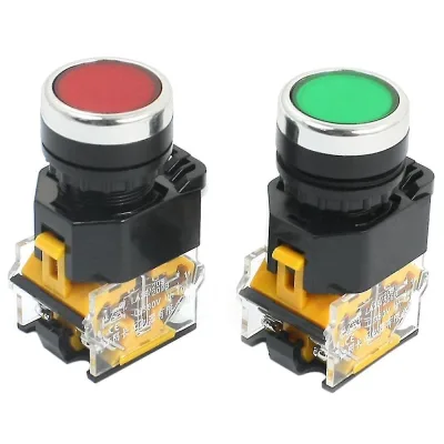 LA38 Industrial Push Switch with 22mm Mounting Hole- Red and Green| 24v 48v Dc 110v 220v 380v 660v AC