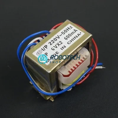 6V-0-6V 600mA Power Transformer, Input 220V 50Hz, Output 6V/12V Dual Secondary AC Voltage Converter for Rectifiers and Lab Kits |
